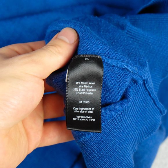 Awearness Kenneth Cole Sweater Mens Extra Large Blue Merino Wool Crew Stretch - Picture 8 of 8